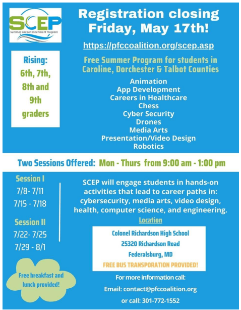 Free Summer Program for Students in Caroline, Dorchester, and Talbot Counties