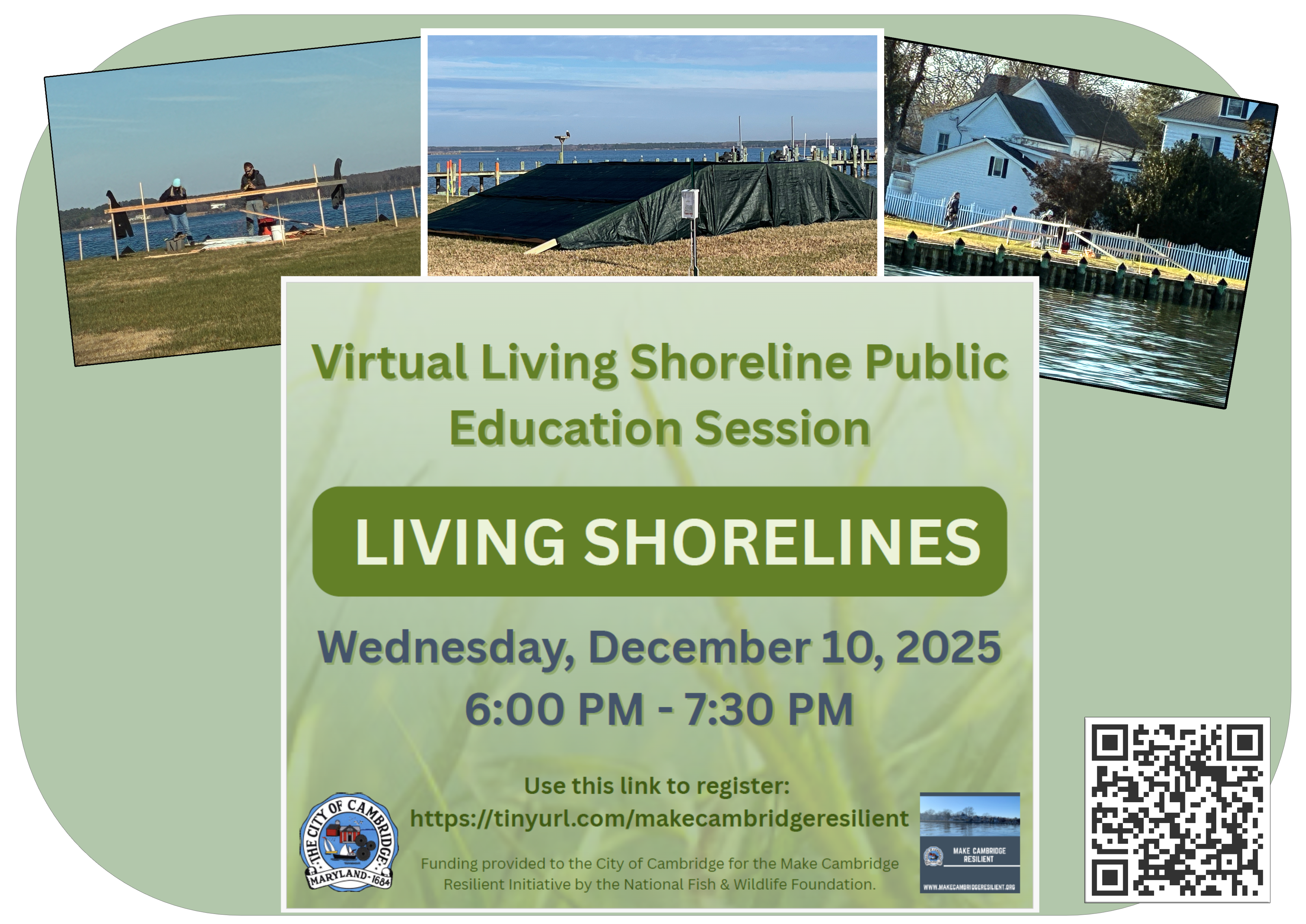 This image shows smaller images of the model berm and provides a link and QR code for registration